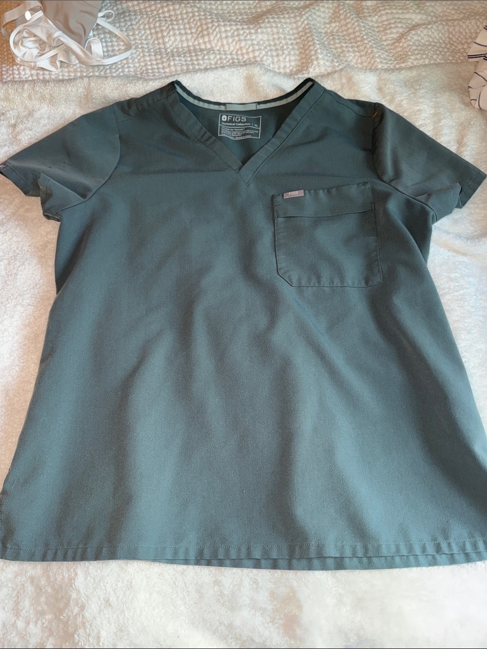 Figs V-Neck Scrub Top in Dark Green